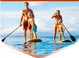 family on paddle boards in Wisconsin